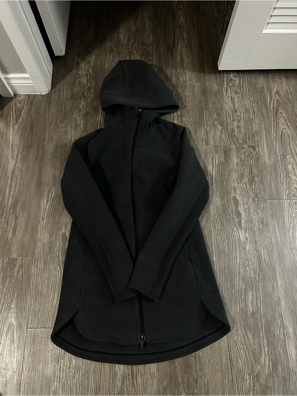 Women’s washed black Hooded Zip Jacket